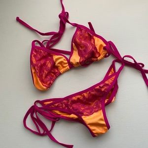 Lace trim bikini